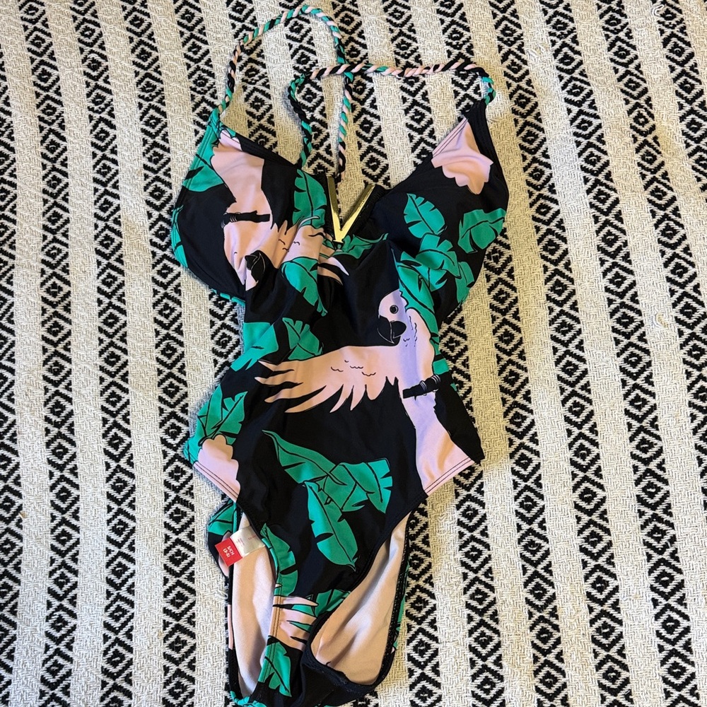 Tropical Leaf Print Swimsuit